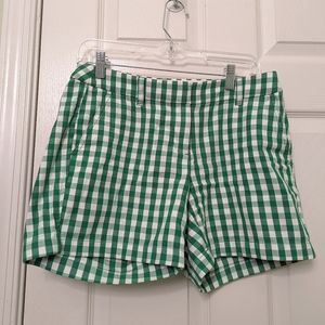 J. Crew Size 2 green and white gingham shorts
